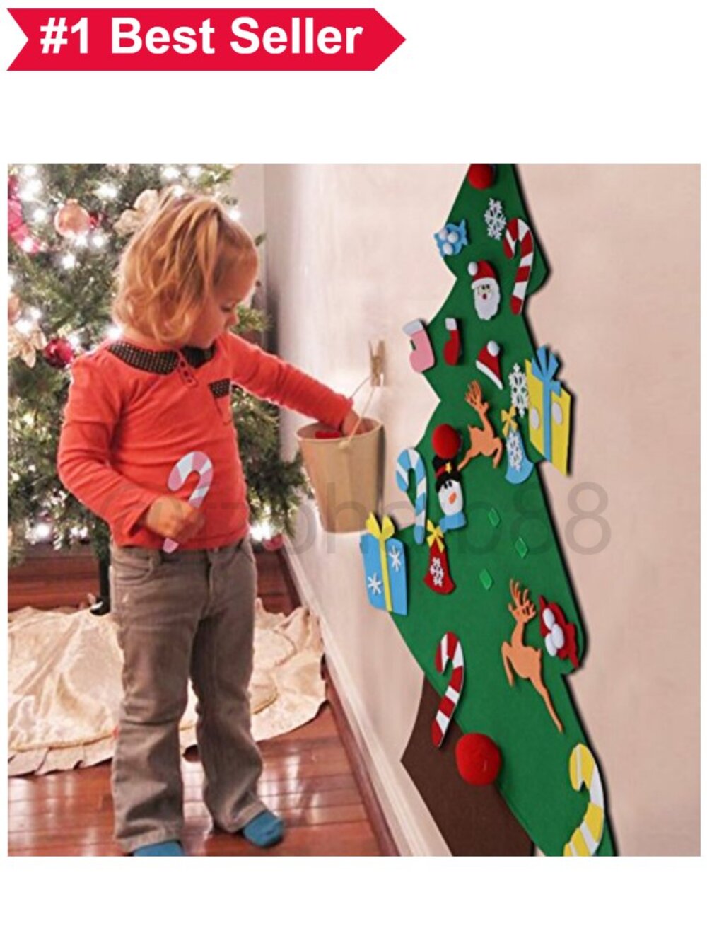 🎄 3ft DIY Felt Christmas Tree for Toddlers 26 Detachable Ornaments Kids Craft